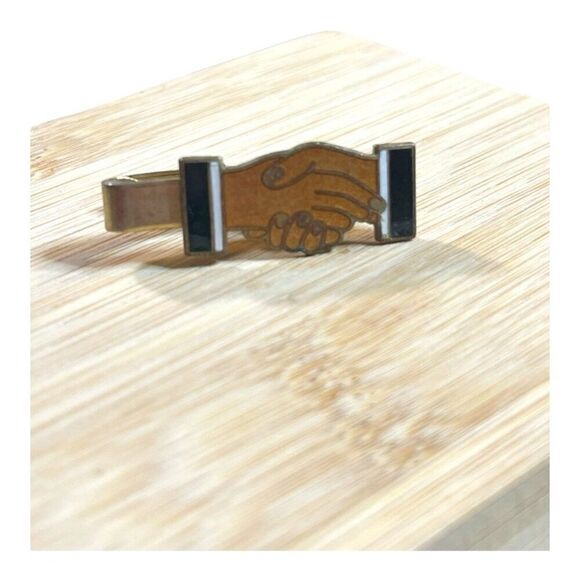 ESTATE MEN'S TIE CLIP - SHAKING HANDS- - Picture 1 of 2